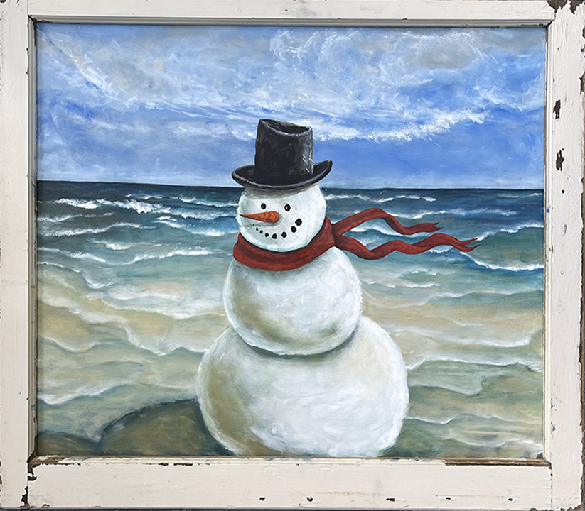 2nd Beach Snowman Window